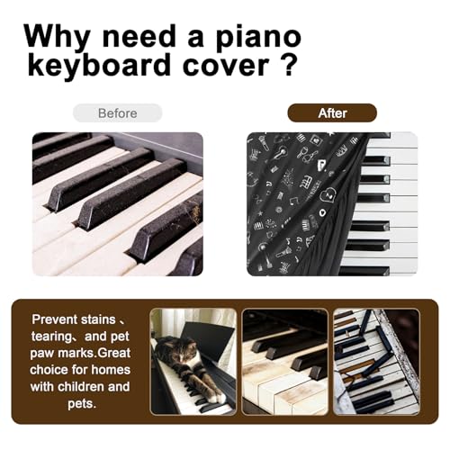 88Keys Piano Keyboard Dust Cover - Dirt Proof Stretchy Digital Piano Cover with Music Stand Opening(Music Symbols) - color: Music Symbols, size: 88 Keys