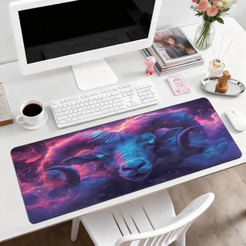 Gaming Desk Mat with Silky Smooth Surface & Exquisite Patterns,31.5x11.8 Inches Large-Sized Mouse Pad, Perfect for Extended Gaming,Work,and Home Office Decor (Taurus 1) - color: Taurus 1