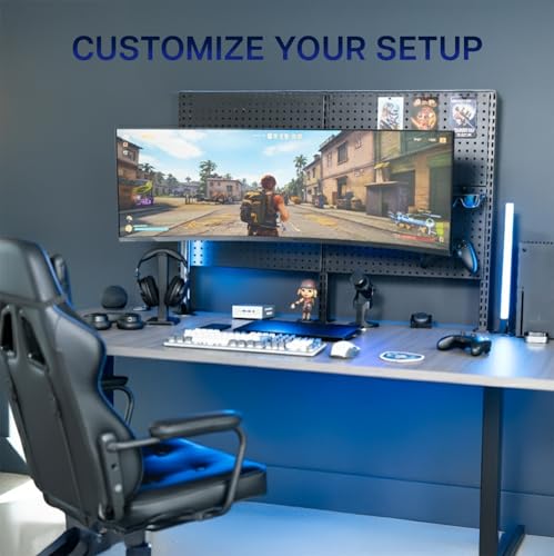VIVO Articulating Ultrawide Monitor Pegboard Mount, Fits Screens up to 49 inches and Peg Boards up to 0.25 inches Thick with 1 inch Hole Spacing, Black, MOUNT-PB1U - size: up to 49" screens, style: Low Profile