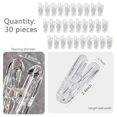 30 Pack Balloon Arch Clips, Spring Clamps Anti Slip Plastic Spring Clips Backdrop Clips 2.4 Inch Heavy Duty Clip for Balloon Arch Backdrop Photography Decoration Crafts