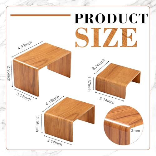 Chuangdi 2 Sets Acrylic Display Risers, Product Stand, Jewelry Display Riser Shelf Showcase Fixtures for Dessert Cupcake Candy Figure Treat Action Showcase (Wood,Small Set) - color: Wood, size: Small Set