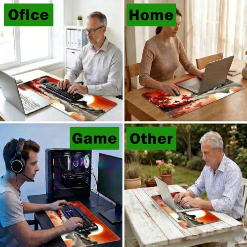 Large Gaming Mouse Pad, 35.4 x 15.7 Inch Computer Mousepad, Waterproof Gaming Mousepad with Stitched Edges and Non-Slip Rubber Base, Extended Desk Mat for Home Office Work(Sunset)