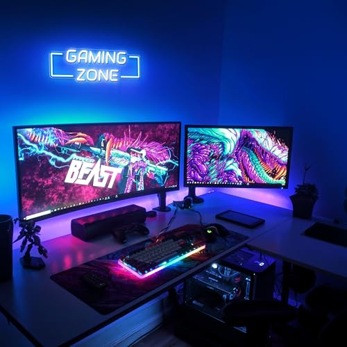 Kavaas Game Zone Neon Sign for Gameroom Wall Decor LED Light Signs - Gaming Zone Neon Sign for Teen Boy Bedroom- Best Gamer Gifts for Teenager, Kids - color: Game Zone_GZI