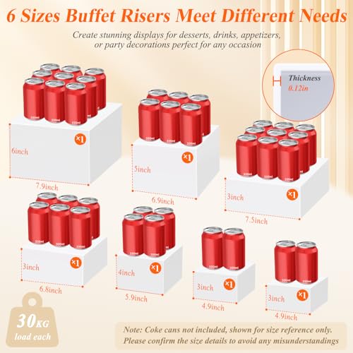 7Pcs White Acrylic Buffet Risers with Mini Sign and Marker, Food Display Risers for Party Catering Dessert Jewelry Collectibles,Acrylic Cube Nesting Boxes with Hollow Bottoms(8" 7.5" 7" 6.8" 6" 5" 5") - color: 8" 7.5" 7" 6.8" 6" 5" 5"
