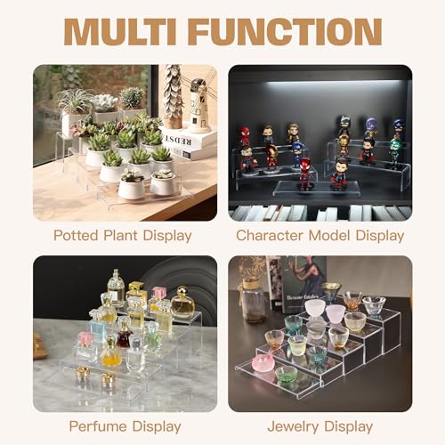 Goabroa 10 Pcs 12" Large Display Risers, 2 Sets Rectangular Clear Display Shelves for Funko Pop Figures, Cupcake Holder, Collection, Display Stands for Vendor Events - color: Clear, size: Large 2 Sets (10PCS) Rectangle