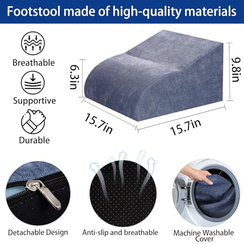 Foot Rest for Under Desk at Work, Ergonomic Under Desk Footrest with Washable Cover for Office, Home & Gaming Leg Elevation Pillow Blue - color: B-blue