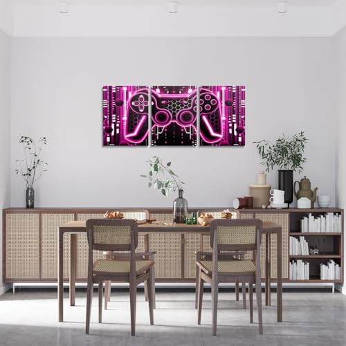 Feelyou Kids Gamer Picture Wall Decor Honeycomb Gaming Canvas Wall Art for Living Room Bedroom Boys Girls Gamepad Wall Painting Posters Game Console Controller Teens Bathroom Wall Art 12"x16"x 3Pcs - color: Multi A07