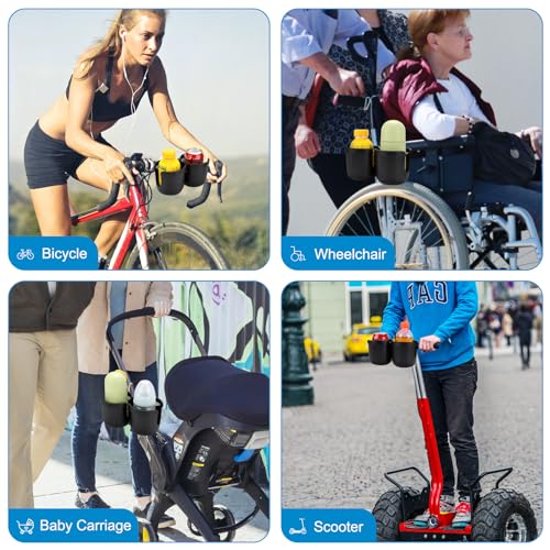 Accmor Stroller Cup Holder, Universal Cup Holder for Uppababy Nuna Doona Strollers, Bottle Drinks Holder for Wheelchair, Walker, Bike, Scooter - style: Double Cup Holder