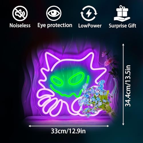 Neon Sign, Anime Neon Signs for Wall Decor LED Light up Signs Home Decor for Bedroom, Man Cave, Gaming Room, Party, Club, Pub, Bar Decoration Christmas Halloween Easter Gift USB Operated - color: Ghost