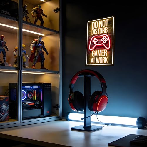 12×8 Inch Neon Aluminum Gamer Sign Boys Teen Room Accents | retro merch,video novelties,arcade collectibles,male posters,hobby trinkets - color: PM321002, size: 12" x 8"