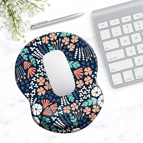 Ergonomic Wrist Support Mouse Pad, Comfortable Computer Mouse Pad with Non-Slip PU Base for Home Office Working Gaming (Creative Flowers) - color: Creative Flowers
