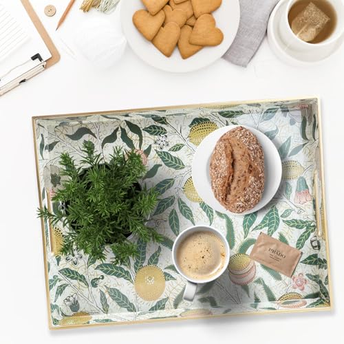 Spsyrine Lemon Serving Tray with Handles, Plastic Decorative Tray for Coffee Table, Living Room, Home Decor - color: Multi L