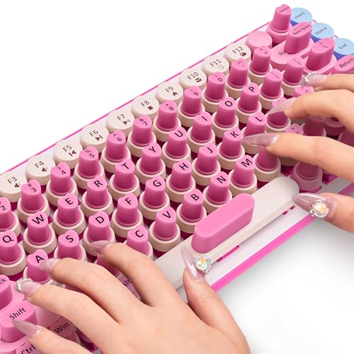 70PCS Universal Long Nails Keyboard Stickers, Self-Adhesive Raised Keyboard Bubbles, Keyboards Cap for Long Acrylic Nail, Silicone Heart Shaped Keyboards Cover for Women Girl Present - Hot Pink - color: 70PCS - Rose Red