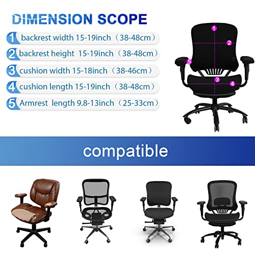 Tallew 4 Pcs Office Chair Covers Set Computer Universal Protective Stretchable Chair Seat Covers Desk Armrest Slipcovers Pads Office Cushion Backrest for Rotating (XL,Black) - color: Black