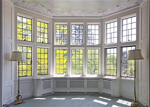 AOFOTO 10x7ft Classic French Pane Bay Windows Backdrop Luxury Retro Interior Decoration Floor Lamps Photography Background New Life Furniture Home Lifestyle Estate Modern Residence Photo Studio Props - size: 10x7ft