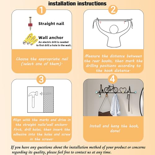7-Hook Wall Mounted Coat Rack, Creative Note & Bicycle Design with Natural Seashell Decor, Heavy Duty Entryway Hanger for Hallway, Wall Decoration Bedroom, Includes Hardware and Adhesive - style: Creative Note