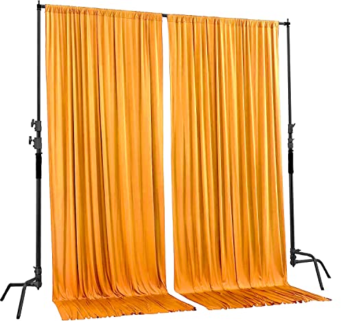 AK TRADING CO. 10 feet x 8 feet IFR Polyester Backdrop Drapes Curtains Panels with Rod Pockets - Wedding Ceremony Party Home Window Decorations - Marigold - color: Marigold