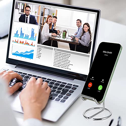 ROPOSY Cell Phone Stand for Desk, Cute Metal Silver Cell Phone Stand Holder Desk Accessories, Compatible with All Mobile Phones, iPhone, iPad - color: silver, size: 1 pack