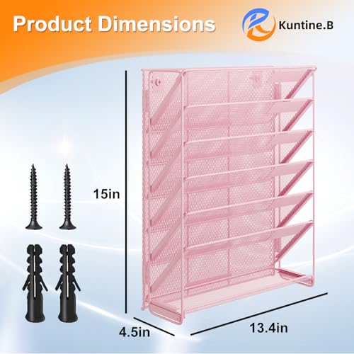 Kuntine.B Wall File Organizer (Pink, 7 Tier) - color: Pink, size: 7 Tier