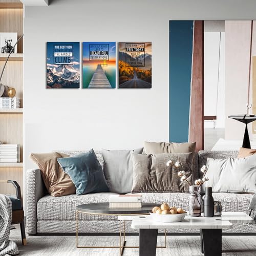 ZHIYANGY Inspirational Posters, Motivational Wall Art, Motivational Quotes Nature Painting, Inspirational landscape Canvas Wall Art for Classroom Office Home Wall Decor Scenery - color: 3P-CLMB, size: 16 x 24 inch x 3pcs