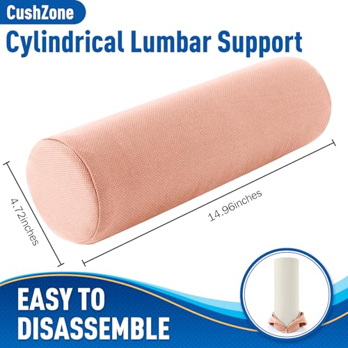 Lumbar Roll Support Pillow for Office Chair, Car, Gaming Chair, Memory Foam Back Cushion with Washable Cover for Relieving Back Pain & Improving Posture, Large,Pink - color: Pink, size: Long