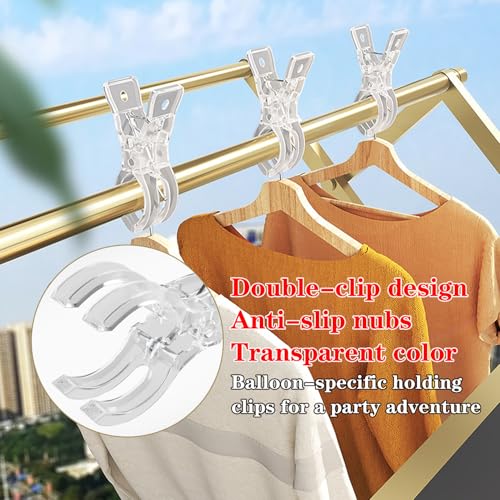 20 Pack Plastic Transparent Balloon Arch Clips for Backdrop | 3.5 Inch Heavy-Duty Spring Clamps for Birthday Decoration Accessories Beach Towels Crafts Swimming Pool Photography Studios