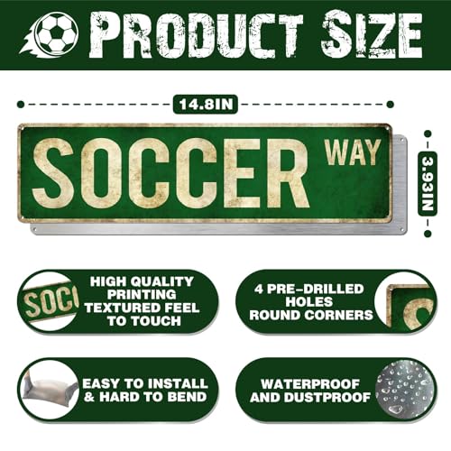 Soccer Gifts for Boys 8-12 Poster Men Stuff Boy Room Decor Wall Art Vintage | Boys 8-12, Teen Boys & Men | Birthday & Christmas Gift | Bedroom & Man Cave Wall Decor | Soccer Decorations - color: SOCCER