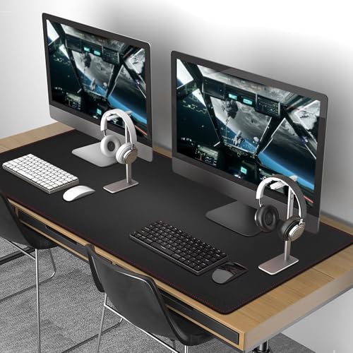 ZORESYN 4XL Oversized Large Mouse Pads (55" x 24") - PU Leather Extended Large Gaming Mousepad Desk Mat - Nonslip Base and Waterproof Desktop Keyboard Extended Mouse Mat (Black, 4XL - Oversized) - color: Black, size: 55L x 24W inches