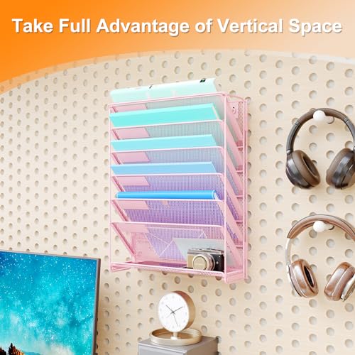Kuntine.B Wall File Organizer (Pink, 7 Tier) - color: Pink, size: 7 Tier