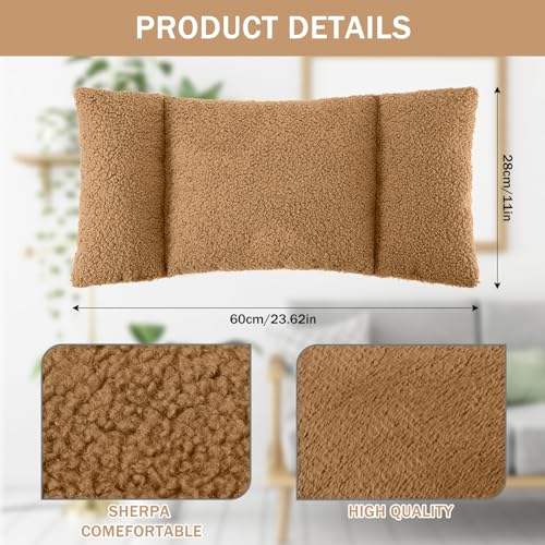 Queekay Fleece Lumbar Support Pillow 3 Section Back Pillow Office Chair for Back Support Comfortable Lumbar Cushion for Car Seat Pain Relief Sofa Rest(Light Tan) - color: Light Tan