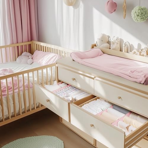 Criusia Drawer Organizer Clothes, 21 Pack Dresser Organizer for Baby Clothes, Underwear, Sock - Foldable Closet Organization and Storage Dividers Bins for Nursery, Bedroom (Pink) - color: Pink, size: 21PACK