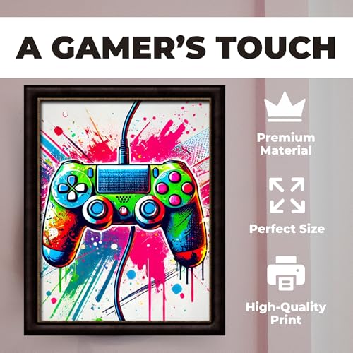 InkFlow Posters Vibrant Gaming Controller Poster - Abstract Graffiti Art with Colorful Paint Splashes - Fun Wall Decor for Bedroom, Office, Game Room - 24x32 Unframed Canvas Print - color: Style-03, size: 24"L x 32"W