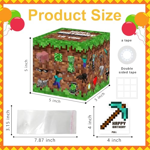 Surprise Money Box Gift Pull for Game Lover- Happy Birthday Money Box for Cash Gift Set Included Happy Birthday Card and 35Pcs Transparent Bags, Fun Birthday Gift for Women Men - color: Color 005