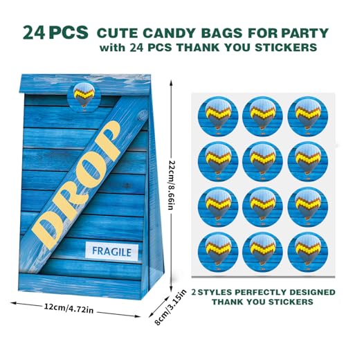 24 PCS Video Game Goodie Gift Bags with Stickers, Drop Boxes Theme Paper Bags, Perfect for Gamer Party Supplies and Treat Bags - color: Blue-24-drop