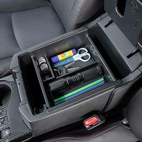 JDMCAR Center Console Organizer Compatible with Toyota 4Runner Accessories 2010-2024 and Kia Telluride (2020-2024), Insert ABS Black Materials Tray, Armrest Box Secondary Storage - color: black