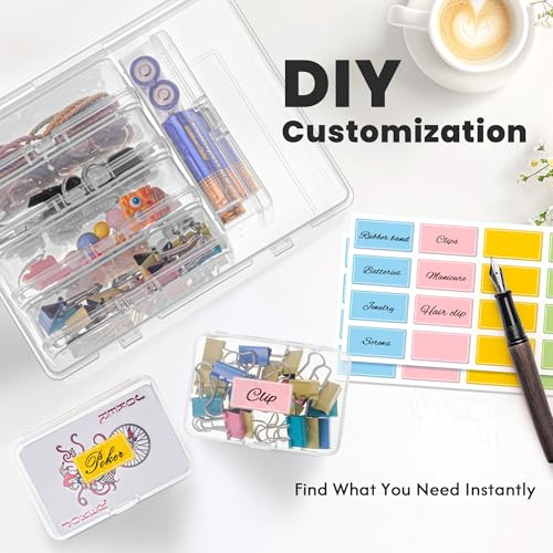 zoeynex 6-Pack Large Clear Plastic Storage Boxes with Master Case – Business Card Organizer System for 500+ Cards, Portable Hard Cases for USB Drives, Crayons, 3" Hardware & Crafts – 3.8" x 2.6" x 1" - size: 3.8" x 2.6" x 1" (6 Pack)