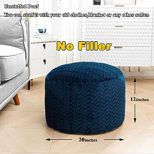 Asuprui Pouf Ottoman Unstuffed Ottoman Foot Rest Floor Pouf Round Pouf Seat Floor Bean Bag Chair Foldable Floor Chair Storage for Living Room Bedroom Navy Blue - color: Dark Blue