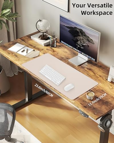 Desk Pad Mat 23.6"x13.7" - Waterproof Mouse Pad & Desk Protector, Non-Slip PU Leather for Gaming Keyboard/Mouse, Stitched Edge XL Office Desk Pad with Ergonomic Support(Beige) - color: Beige, size: 23.6" x 13.7"