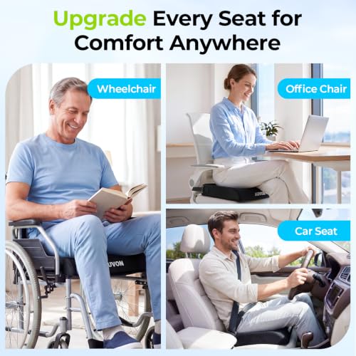 AUVON Gel Wheelchair Seat Cushion, Waterproof Cover, Pressure Sore & Ulcer | Ergonomic Chair Cushion with U-Cutout for Tailbone Pain, Back Pain Relief, Memory Foam Wheelchair Cushion, Anti-Slip