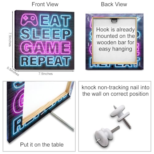 4 PCs Neon Video Gaming Posters Canvas Wall Art Framed Art Teen Boy Room Decor Game Room Decor Painting Modern Wall Decor Canvas Prints for Gamer Room Boys Room Bedroom Bar Home Decor - color: Multi 1281