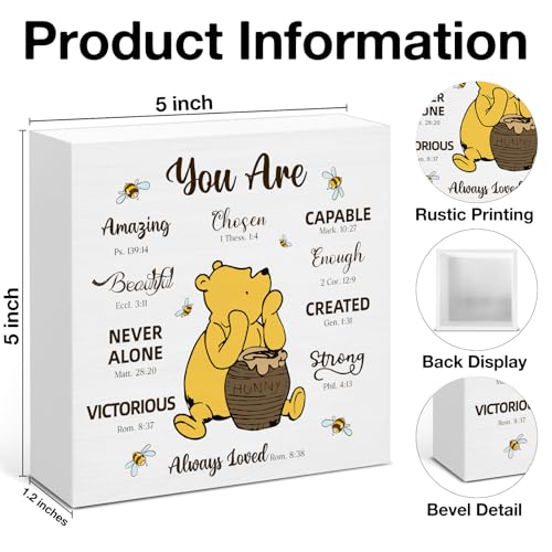 Pooh Bear Christian Gifts Wooden Sign - Winnie Motivational Gifts for Friends Coworkers Teacher Boss, You Are Home Office Desk Decor Sign - color: youAre