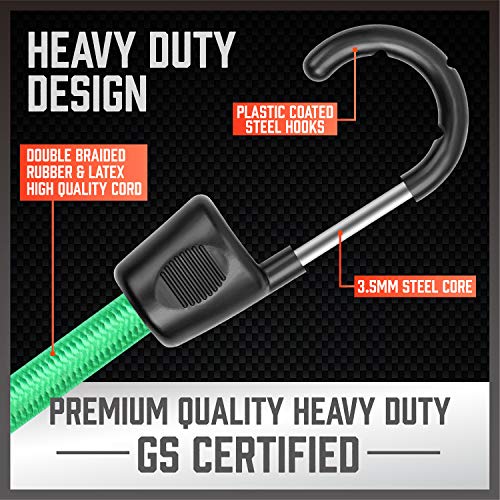 HORUSDY 31-Piece Premium Bungee Cords Assortment Jar, Includes 10”,18”,24”,32”,40” Bungee Cords, 6“ Zip Ties, 8”Canopy/Tarp Ball Ties and Crocodile Mouth Tarp Clips - color: 31pcs 10"/18"/24"/32"/40" Multi-color
