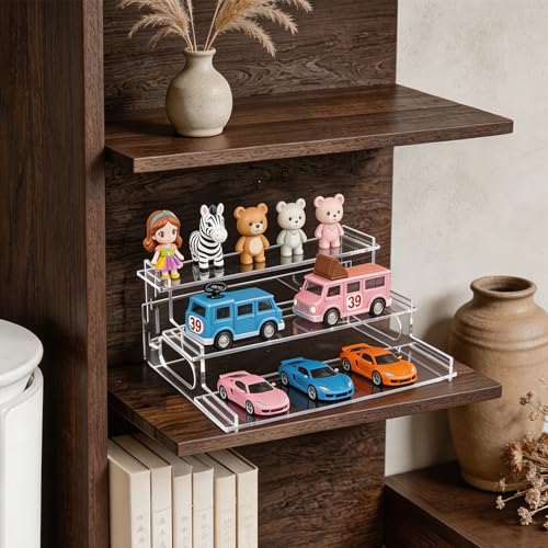 Clear Acrylic Display Risers – 3-Tier Shelf Stand for Cupcakes, Perfume, Figures, Collectibles & Desserts – Decorative Organizer for Party, Vanity, or Retail Display(Small) - size: Small