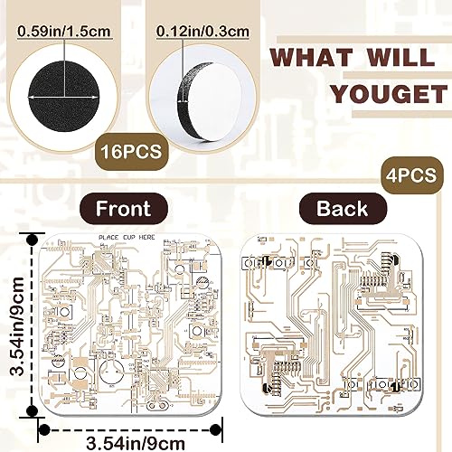 Nuenen 4 Pcs Circuit Board Coasters for Drinks PCB Coasters Immersion Gold Circuit Board PCB Design Engineer It Gift for Party Bar Office Geek Nerd Engineer Dad Gift Men(Classic Style,White) - color: White, size: Classic Style