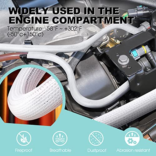 AGPTEK White Cable Sleeve, 2 Pack 5ft - 1.2 Inch Cable Management, Desk Cord Cover Organizer Wire Hider for Computer TV Wire Loom Tubing, Pet Proof Cord Protector from Cat Dog Chewing, White - color: White, size: 1.2"-10ft