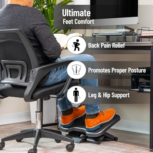 Mind Reader Adjustable Foot Rest with Elastomer Pad for Comfort and Support, Ergonomic Foot Platform, Height Adjustable, Black - size: Foot Rest with Elastomer Pad