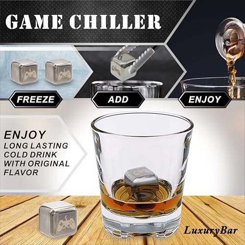 Game Whiskey Decanter Set,28oz Whiskey Decanter Sets for Men with Spout Game IceCube Gamer Tray,Liquor Dispenser Tequila Bourbon Gifts for Men Gamer Gifts for Boyfriend Him Husband Dad Brother Guy