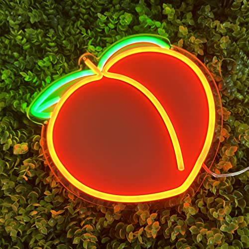 Peach Neon Sign LED Neon Light Wall Decor Fruits USB Powered Dimmable Light Up Signs Handmade Sign Neon Light for Home Bedroom Kids Room Party Christmas Decor Peach Sign - color: Peach