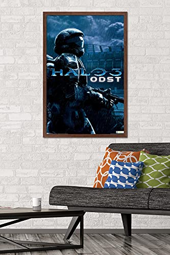Trends International Halo: ODST - Key Art Wall Poster, 22.375" x 34", Mahogany Framed Version - color: Mahogany Framed Version, size: 34"L x 22.4"W