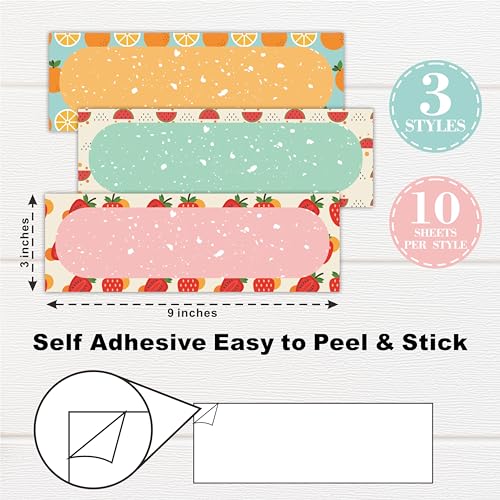 30 Pcs Self Adhesive Name Stickers, Orange,Strawberry,Watermelon Theme Name Tags,Students Desk Stickers for Classrooms, Storage Box Labels,Classroom Office Decorations and Supplies - A03 - color: Fruits